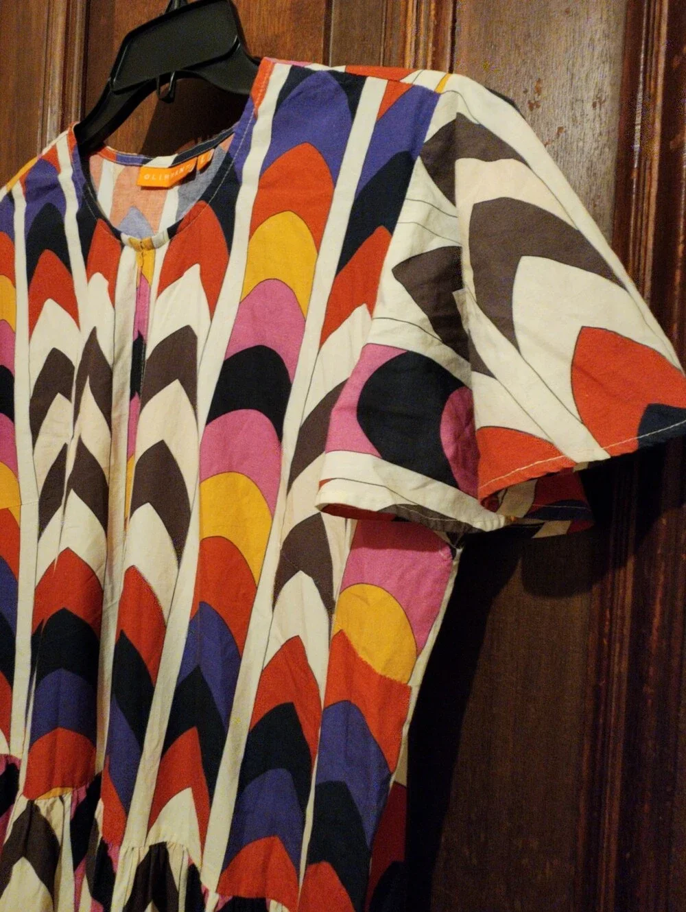 NWOT-OLIPHANT Geometric Multicolor Tiered Maxi Dress Size L-BohoChic
